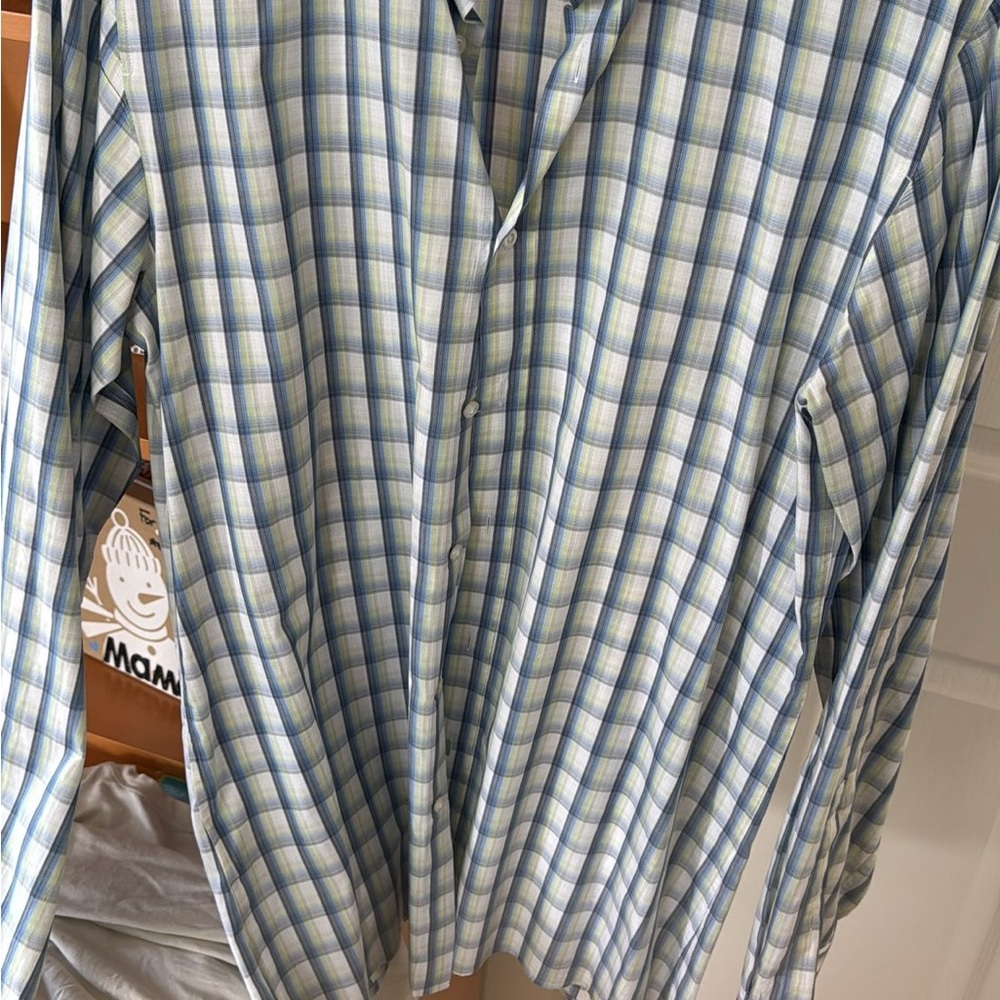 Hugo Boss Blue and Green Casual Button Down Shirt